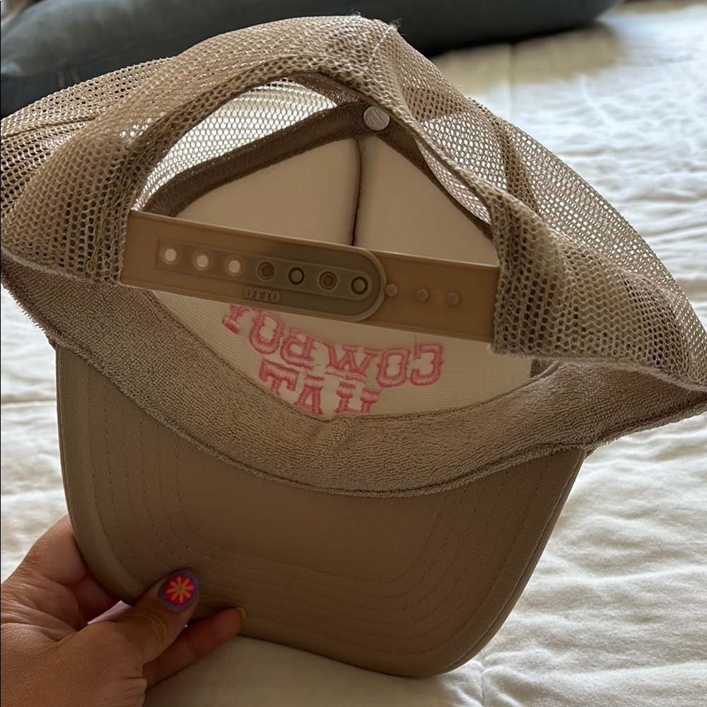 OTTO Tan Mesh Cowboy Hat with Pink Embroidery - Picture 2 of 2